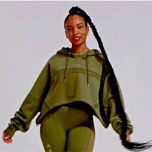 Adidas X Ivy Park X Peloton Cropped Hoodie Olive M Medium SOLD OUT